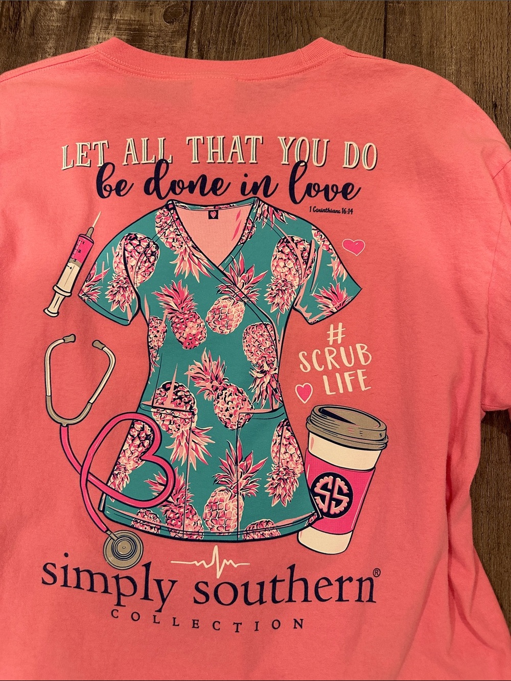 Simply Southern Pink Long Sleeve Shirt with Navy Script